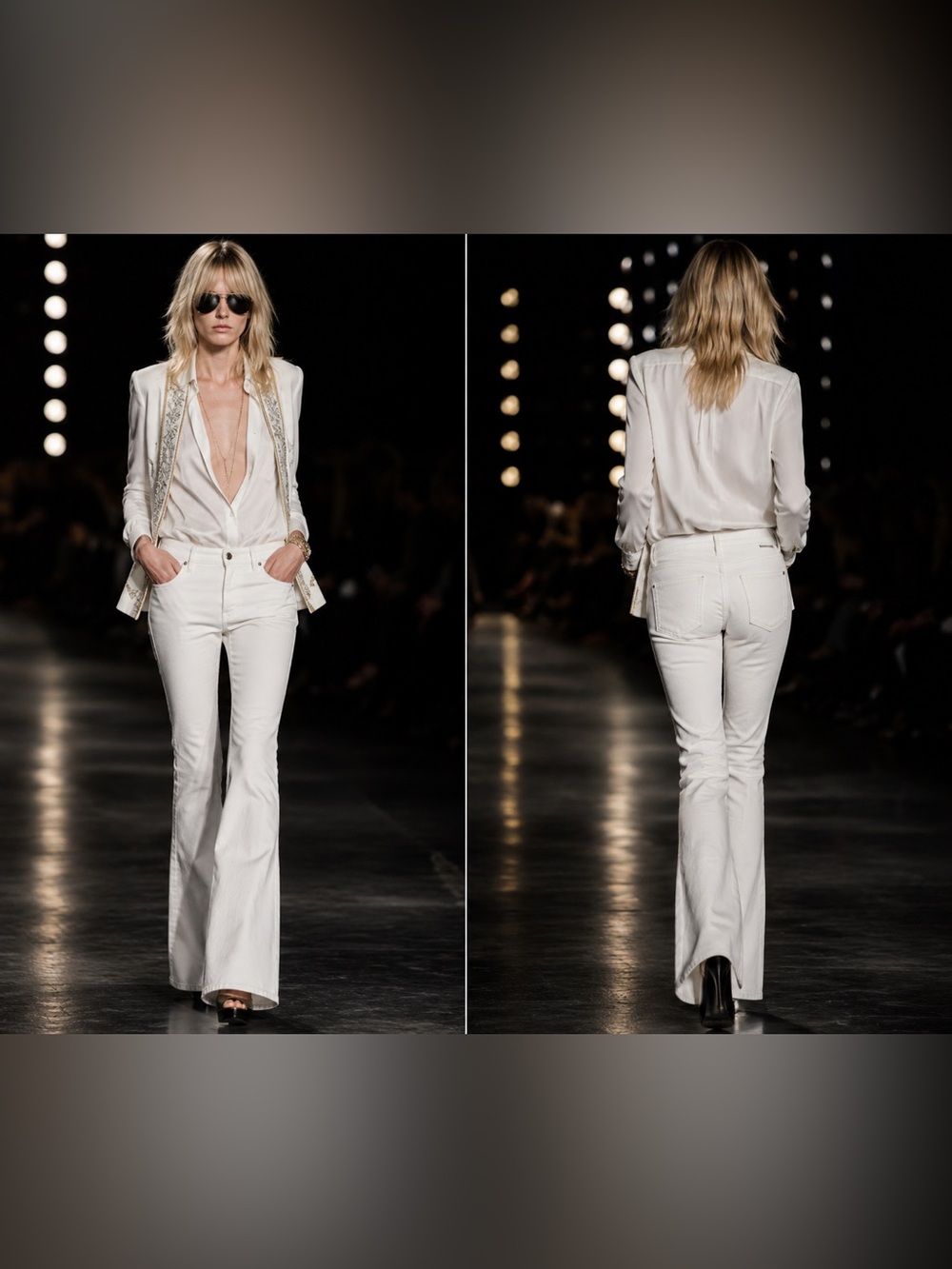 Saint Laurent White Flare Jeans 26 NWT Made in Italy Farfetch